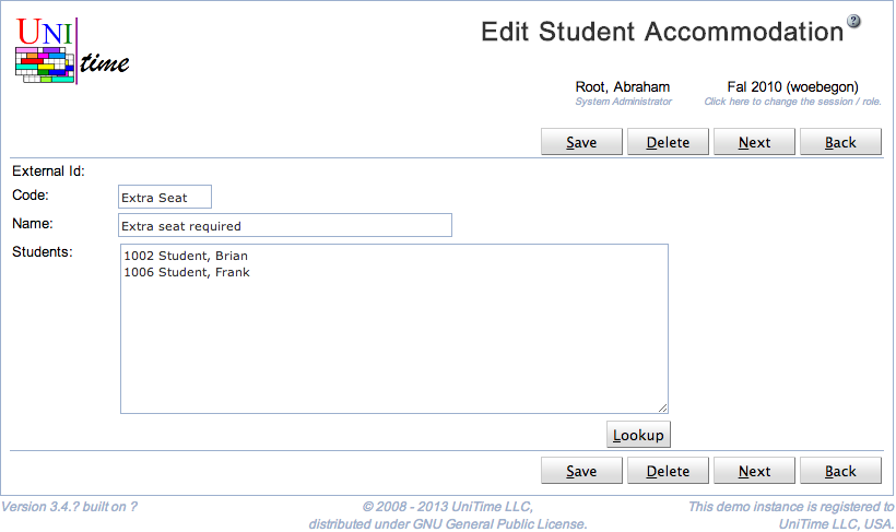 Edit Student Accommodation