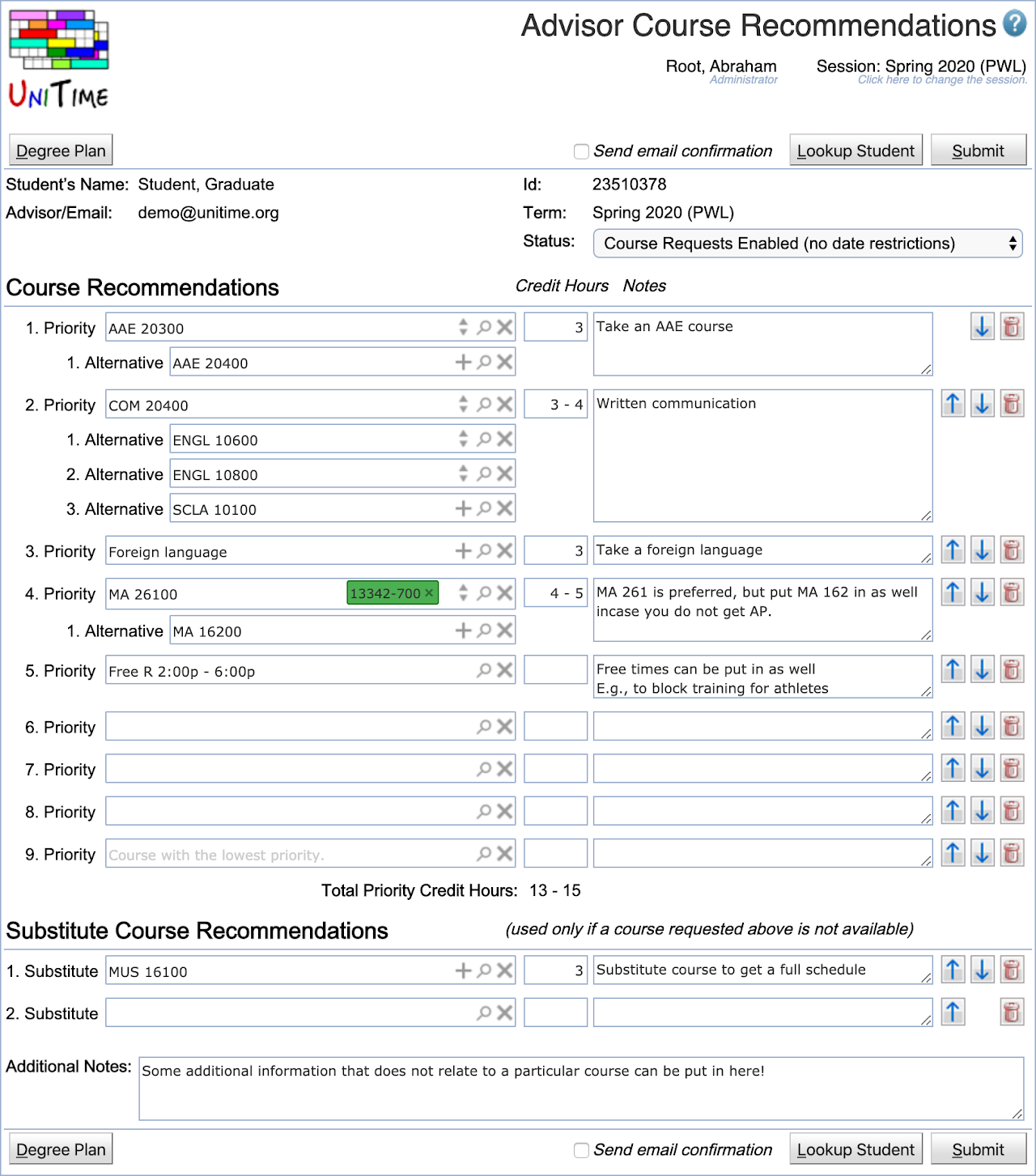 Advisor Course Recommendations