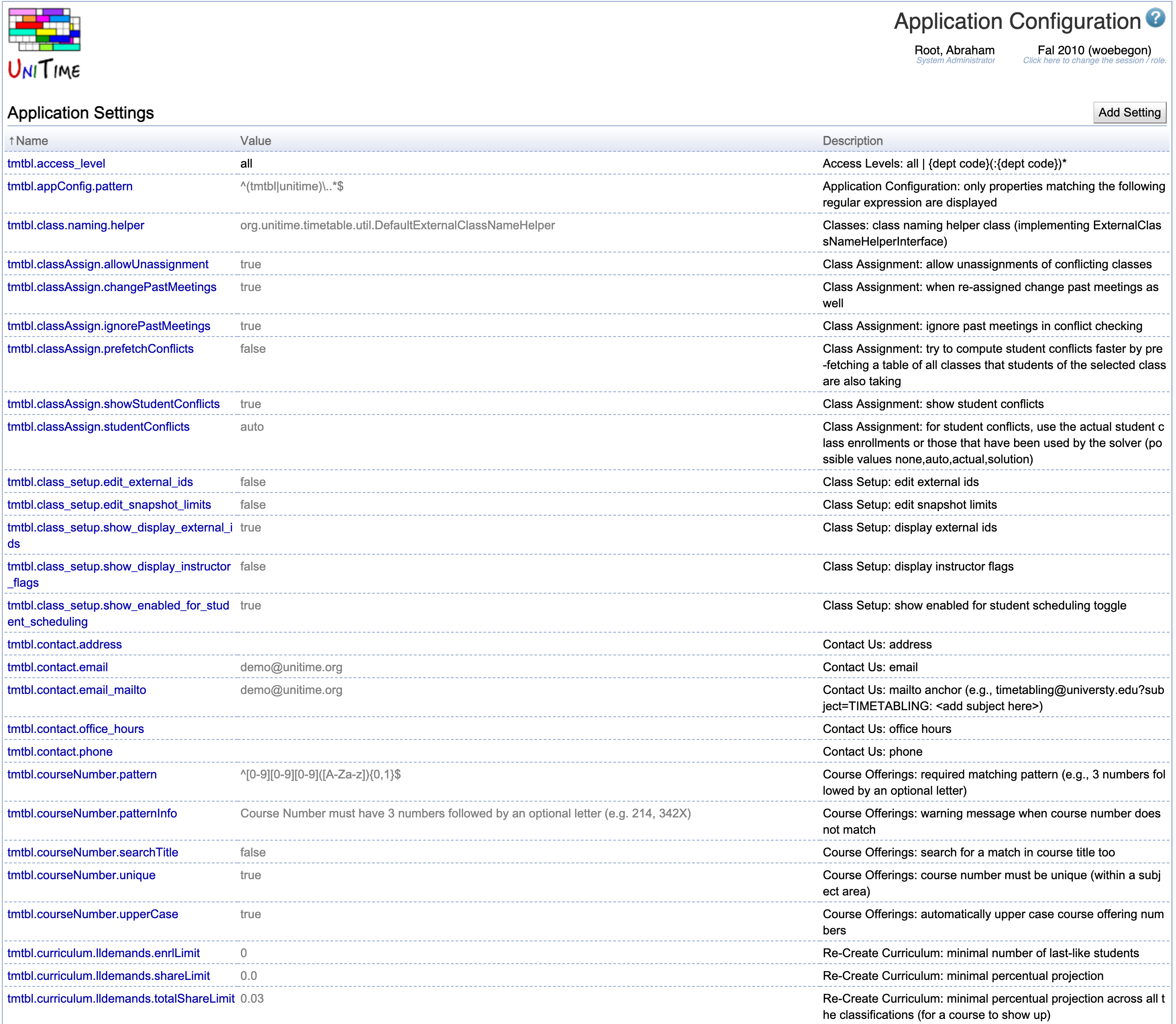 Application Configuration