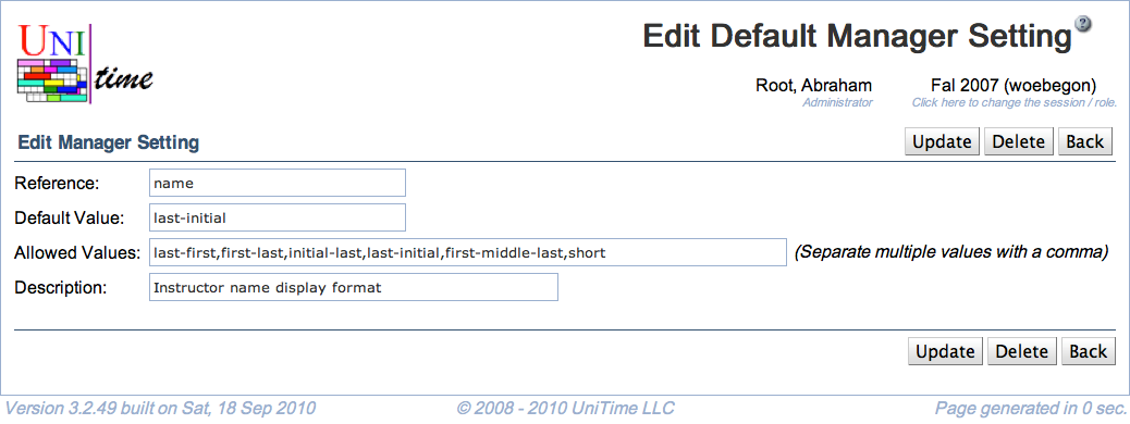 Edit Default Manager Setting