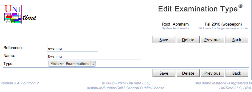 Edit Examination Type