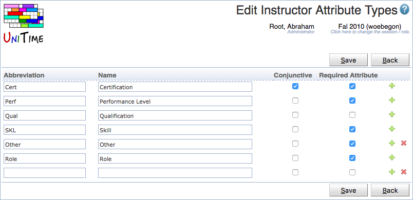 Edit Instructor Attribute Types