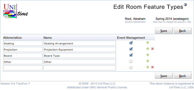 Edit Room Feature Types