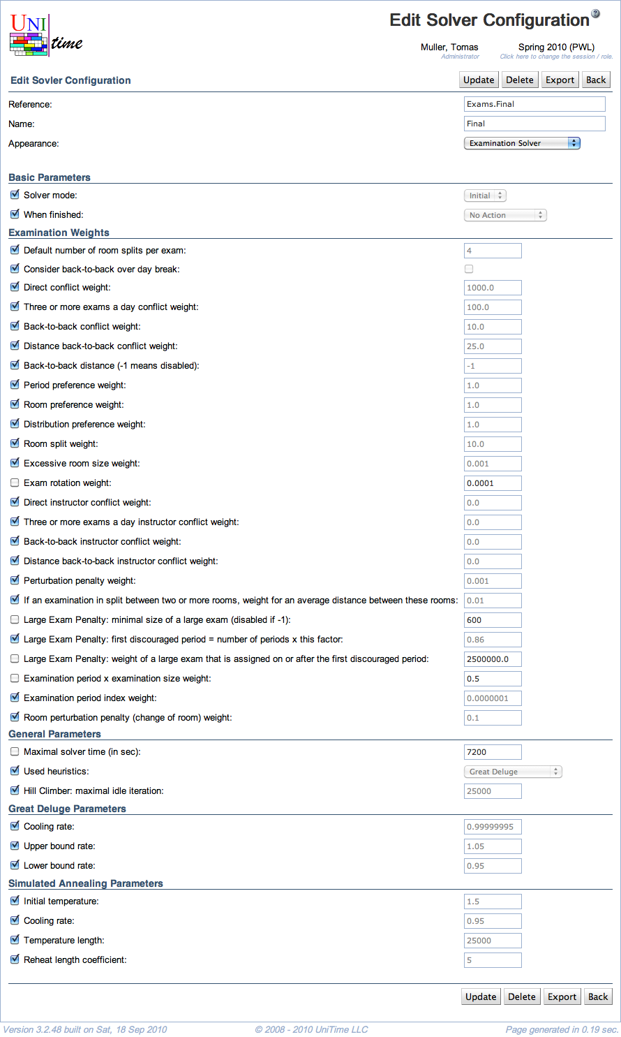 Edit Solver Configuration