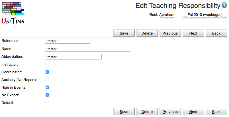 Edit Teaching Responsibility