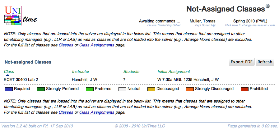 Not-Assigned Classes