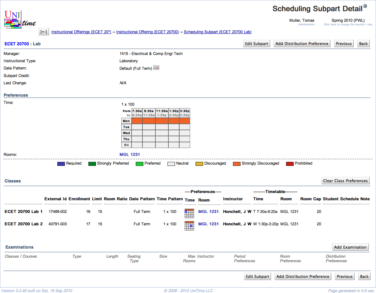 Scheduling Subpart Detail