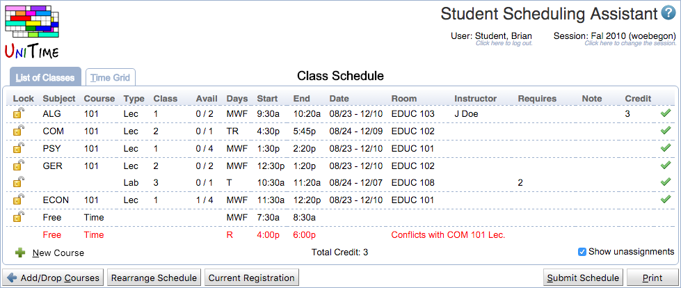 Student Scheduling Assistant