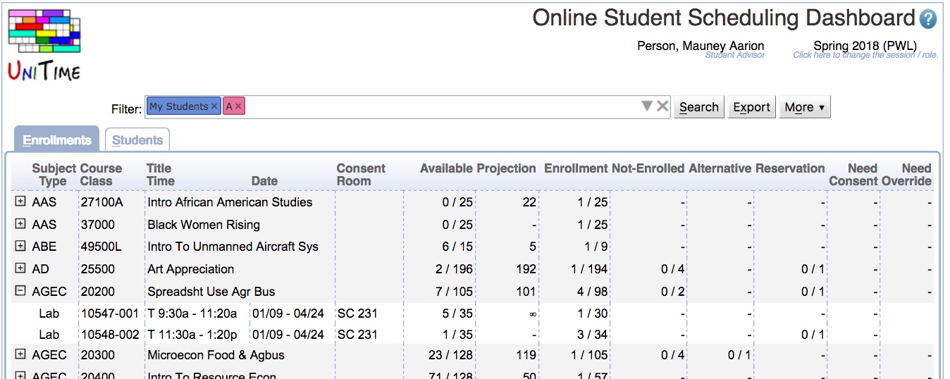 Student Scheduling Dashboard Manual