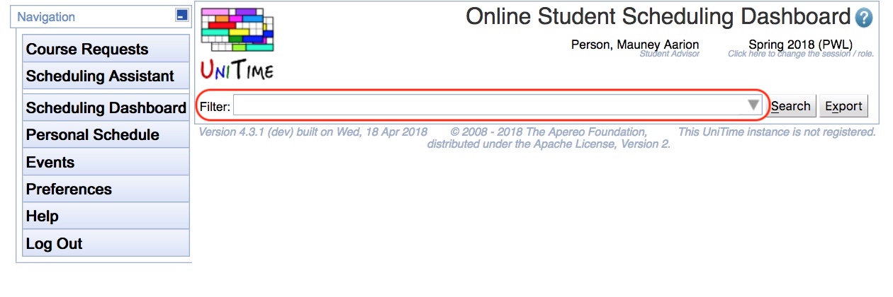 Student Scheduling Dashboard Manual