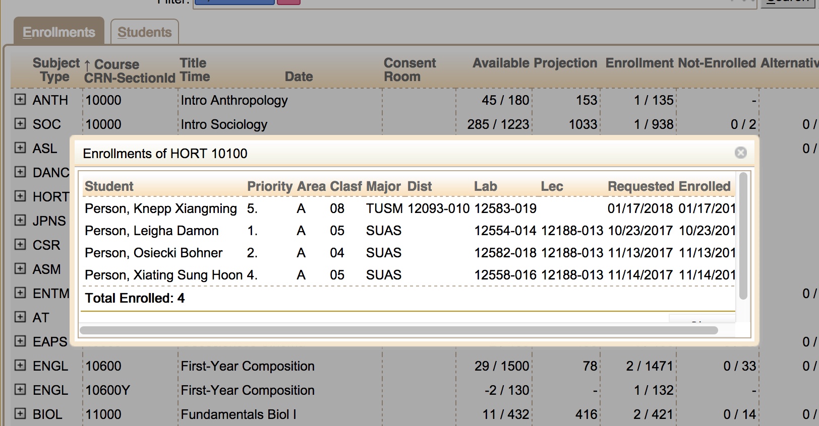 Student Scheduling Dashboard Manual