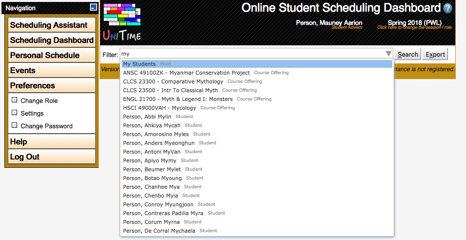 Student Scheduling Dashboard Manual